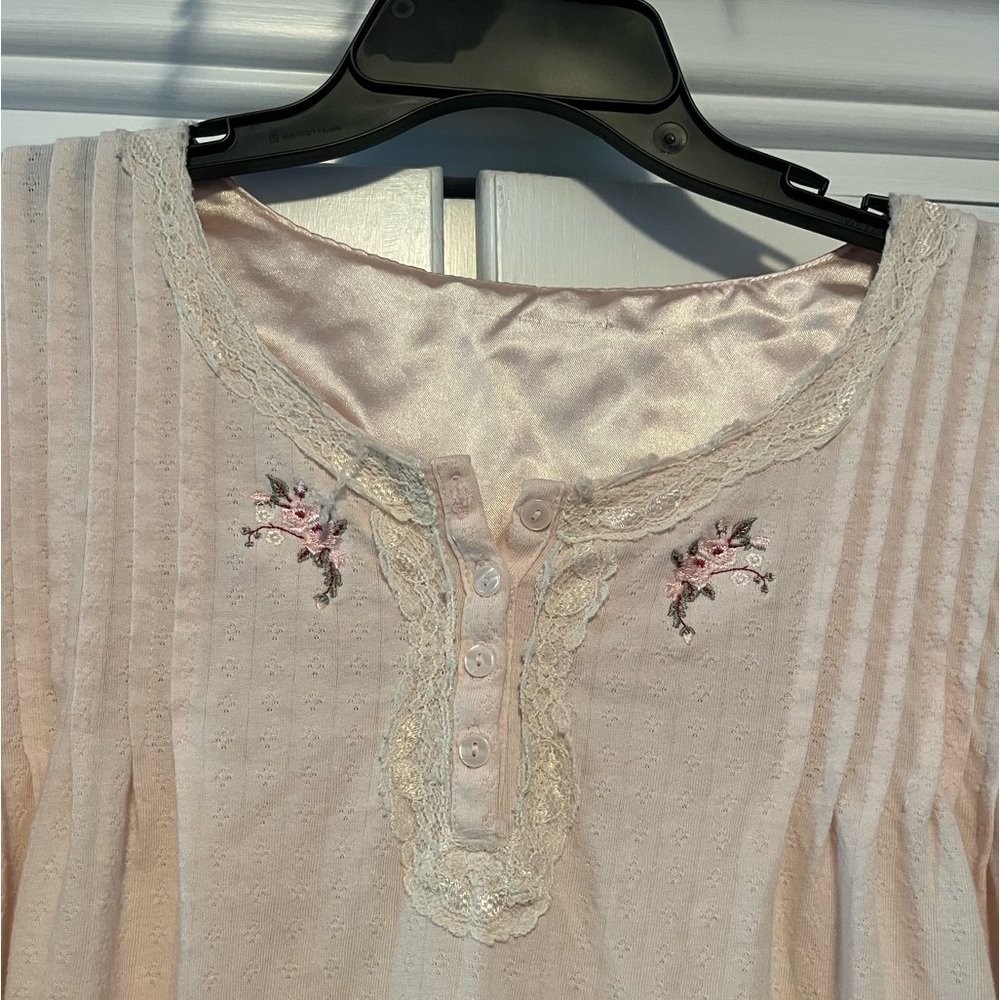 Pink embroidered vintage nightgown